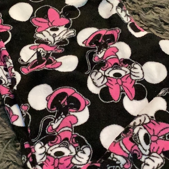 Disney Minnie Mouse Fleece lounge, pajama Pants - Black, Pink, and White - Picture 2 of 5